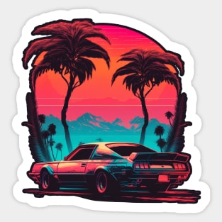 Retro Car in Synthwave Style retrowave Sticker